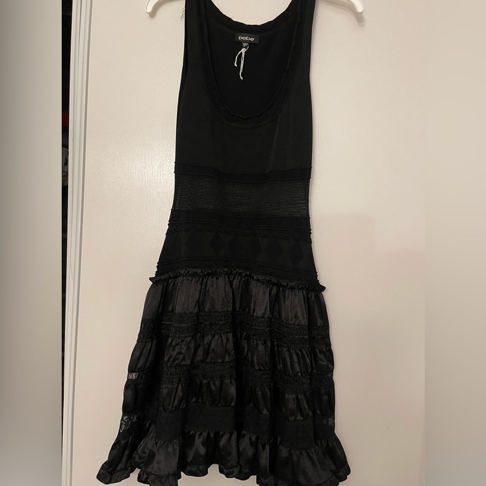 Bebe Vintage Black ruffle dress